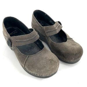 DANSKO Gray Suede Leather Crepe Mary Jane Clogs Comfort